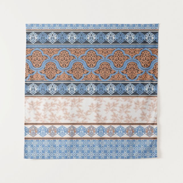 Boho Floral Stripes: Ethnic Seamless Collection Tapestry (Front)