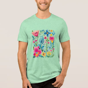 Boho Floral Summer Wildflowers Tri-Blend Shirt