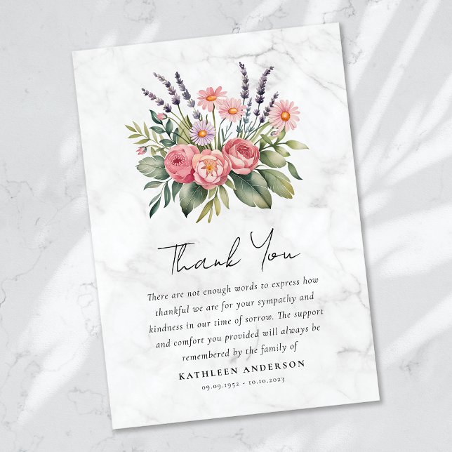 Boho Floral Sympathy Funeral Thank You Card (Creator Uploaded)