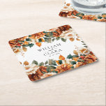 Boho Floral Terracotta Watercolor Wedding Square Paper Coaster<br><div class="desc">Elevate your wedding decor with these Boho Floral Terracotta Watercolor Paper Coasters! Featuring warm earthy tones and delicate floral accents,  they’re the perfect blend of rustic charm and elegance,  adding a unique touch to your special day.</div>