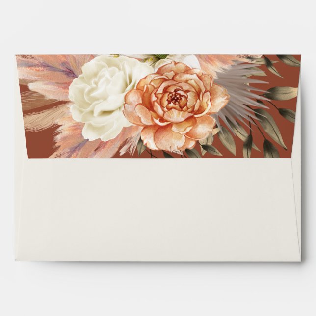Boho Floral Terracotta Wedding Envelope (Back (Top Flap))