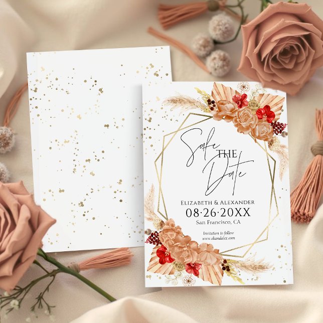 Boho Floral | Terracotta Wedding Save The Date Invitation (Creator Uploaded)
