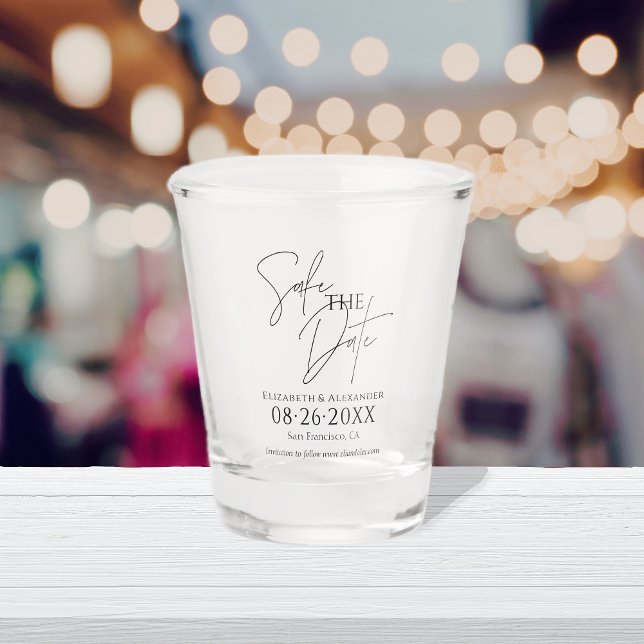 Boho Floral | Terracotta Wedding Save The Date Shot Glass (Creator Uploaded)