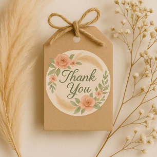 Boho Floral Thank You Baby Shower Sticker - Sage G