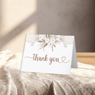 Boho Floral Thank You Card Neutral Pampas
