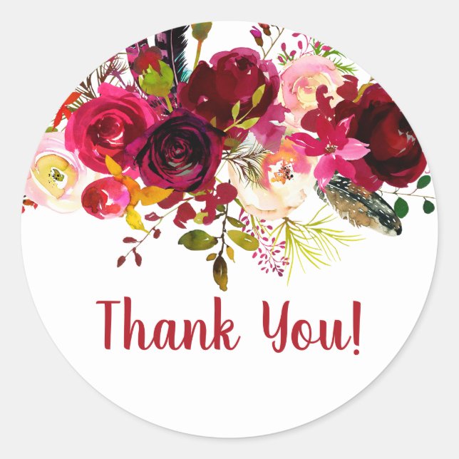 boho floral thank you stickers (Front)