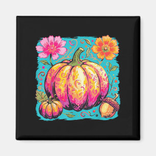 Boho Floral Thanksgiving Pumpkin Season Fall Vibes Magnet