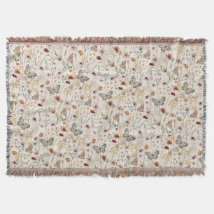 Boho Floral Throw Blanket