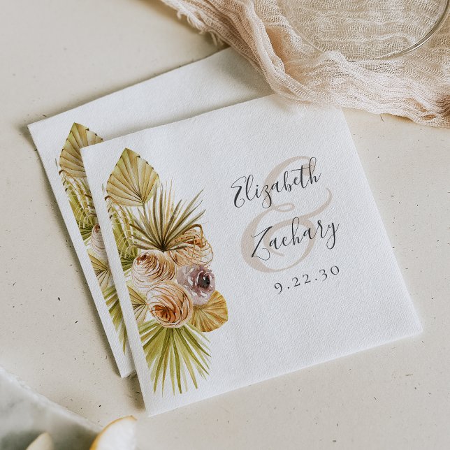 Boho Floral Tropical Earth Tones Wedding Napkin (Creator Uploaded)