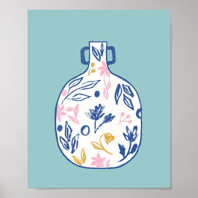 Boho Floral Vase Illustration Print – Modern Minim (Front)