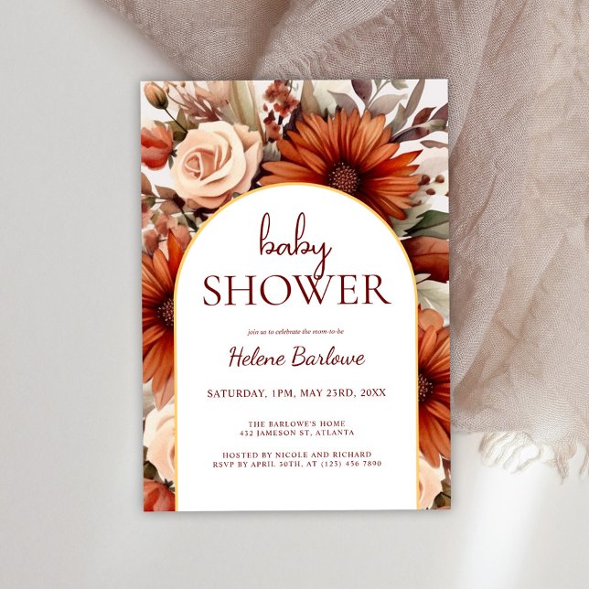 Boho Floral Watercolor Bohemian Baby Shower Invitation (Boho Floral Watercolor Bohemian Baby Shower Invitation)