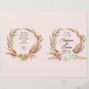 Boho Floral Watercolor Pampas Palm Wedding Program