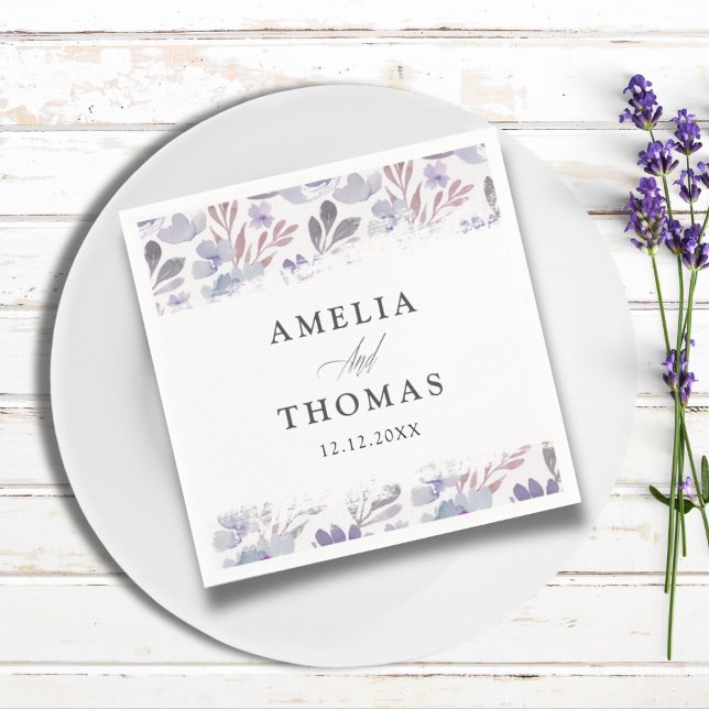 Boho Floral Watercolor Pattern Wedding Napkin (Creator Uploaded)