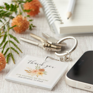 Boho Floral Watercolor Teacher Thank You  Key Ring