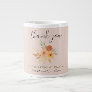Boho Floral Watercolor Teacher Thank You Large Coffee Mug