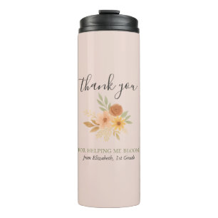Boho Floral Watercolor Teacher Thank You  Thermal Tumbler