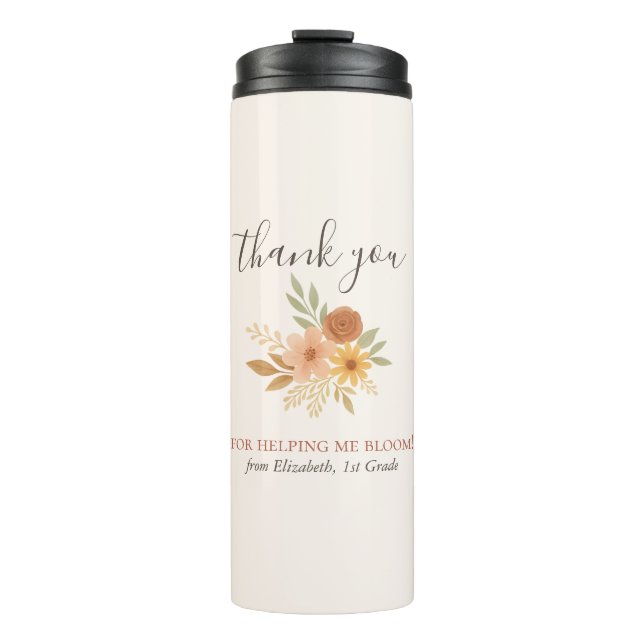 Boho Floral Watercolor Teacher Thank You  Thermal Tumbler (Front)