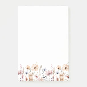 Boho Floral Watercolor Wildflower Post-it Notes