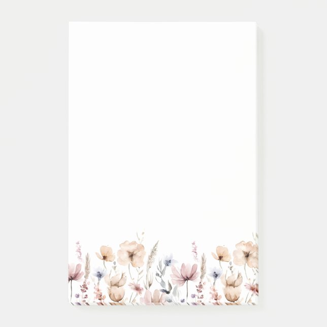 Boho Floral Watercolor Wildflower Post-it Notes (Front)