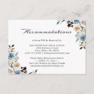 Boho Floral Wedding Accommodations Card