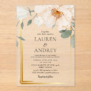 Boho Floral  Wedding  Acrylic Invitations