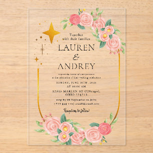 Boho Floral  Wedding  Acrylic Invitations