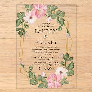Boho Floral Wedding Acrylic Invitations