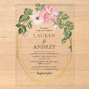 Boho Floral Wedding Acrylic Invitations