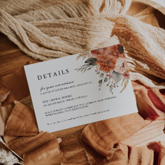 Boho Floral Wedding Details Card | Invite Insert