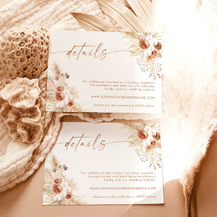 Boho Floral Wedding Details Card Wedding Website