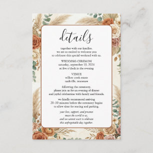 Boho Floral Wedding Enclosure Information Card