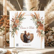 Boho Floral Wedding Guest Book with Custom Photo