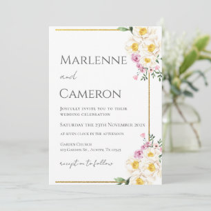 Boho Floral Wedding  Invitation