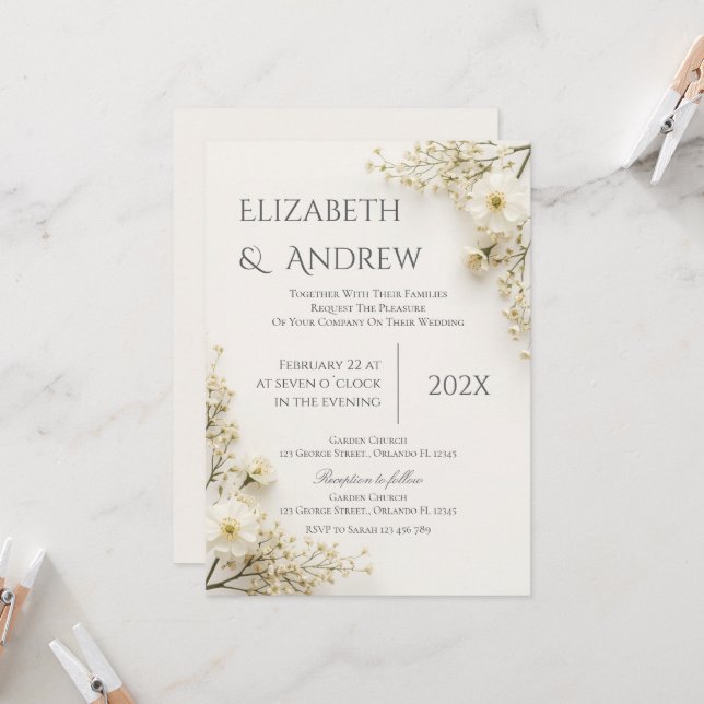 Boho Floral Wedding Invitation (Front/Back In Situ)