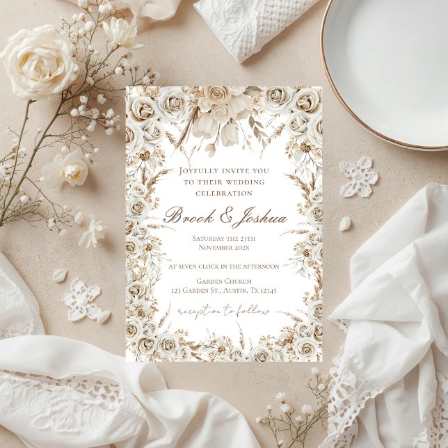 Boho Floral Wedding  Invitation (Creator Uploaded)