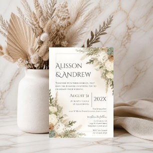 Boho Floral Wedding Invitation