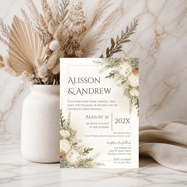 Boho Floral Wedding Invitation (Creator Uploaded)