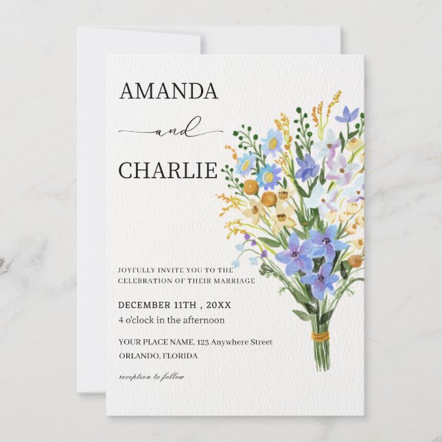 Boho Floral Wedding Invitation (Front)