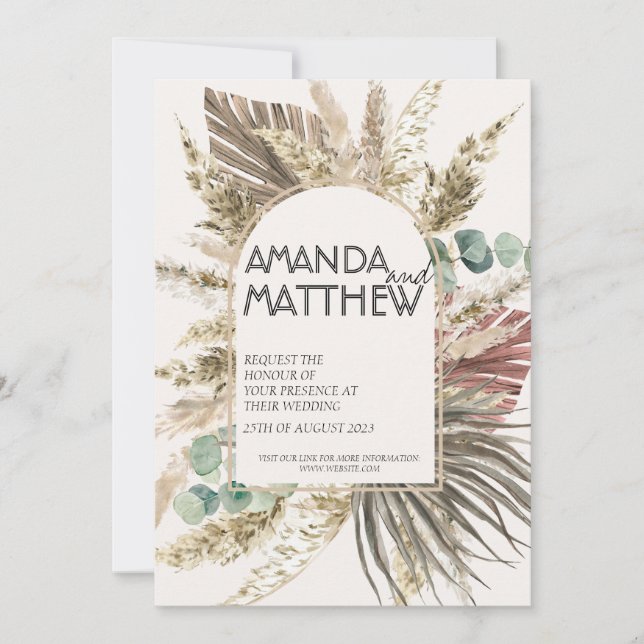Boho Floral Wedding  Invitation (Front)