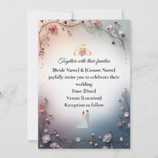  Boho Floral Wedding Invitation | Elegant Minimali