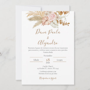 Boho Floral wedding invitation in Spanish
