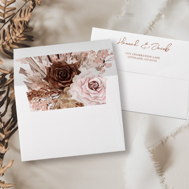 Boho Floral Wedding Invitation Return Address Envelope (boho wedding return address envelope)