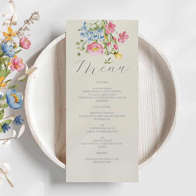 Boho Floral Wedding Menu Card (Creator Uploaded)