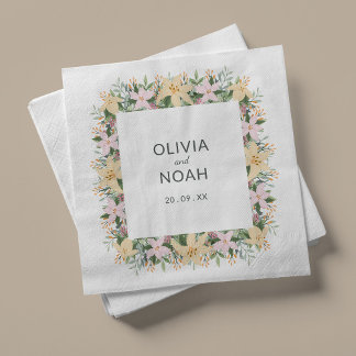 Boho floral wedding napkin