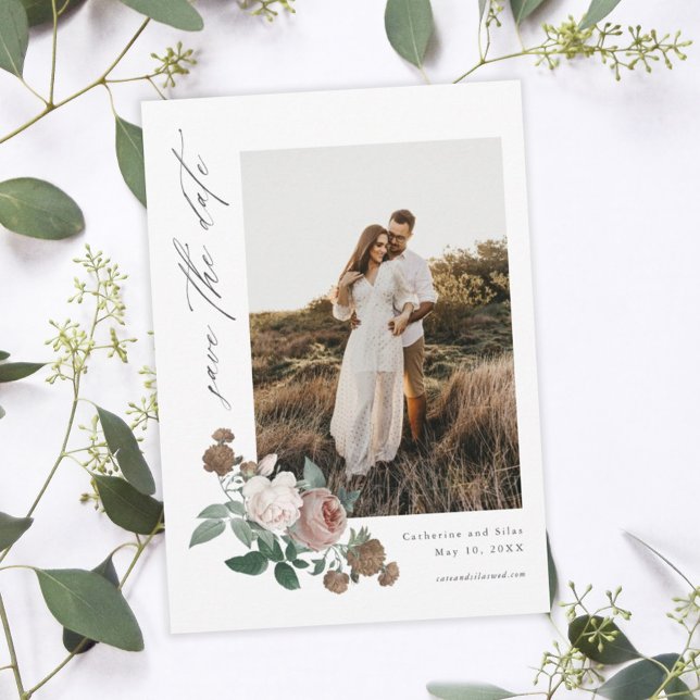 Boho floral wedding photo save the date invitation (Creator Uploaded)
