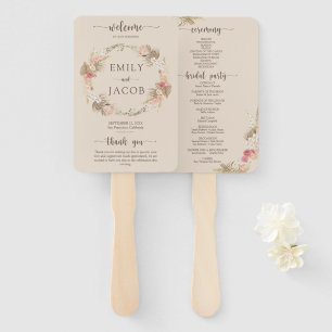 Boho Floral Wedding Program hand Fan