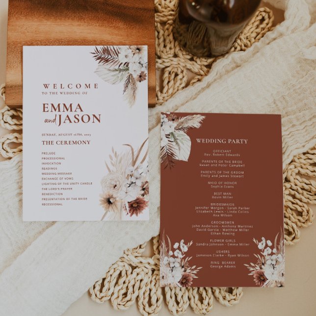 Boho Floral Wedding Program Invitation (Creator Uploaded)