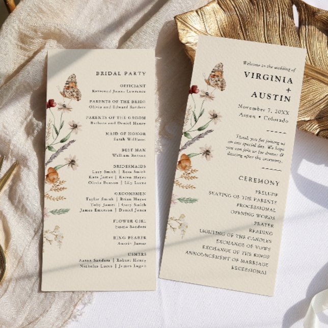 Boho Floral Wedding Programme (Boho Floral Wedding Program
)