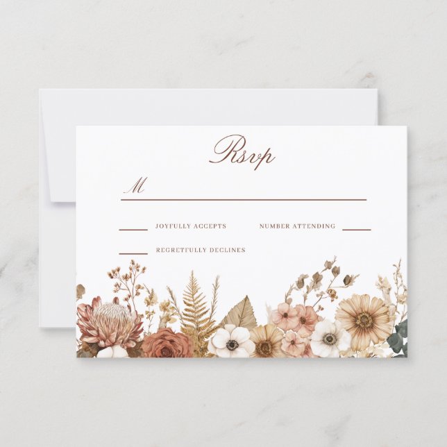 Boho Floral Wedding  RSVP Card (Front)