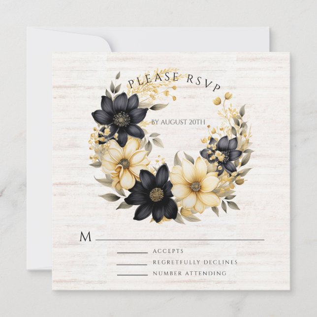 Boho Floral Wedding RSVP Flat Card (Front)